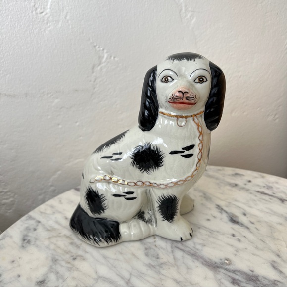 Staffordshire dog Staffordshire Figurine statue black white spaniel porcelain - Picture 3 of 15
